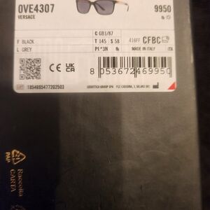 New Versace Black and Gray Sunglasses